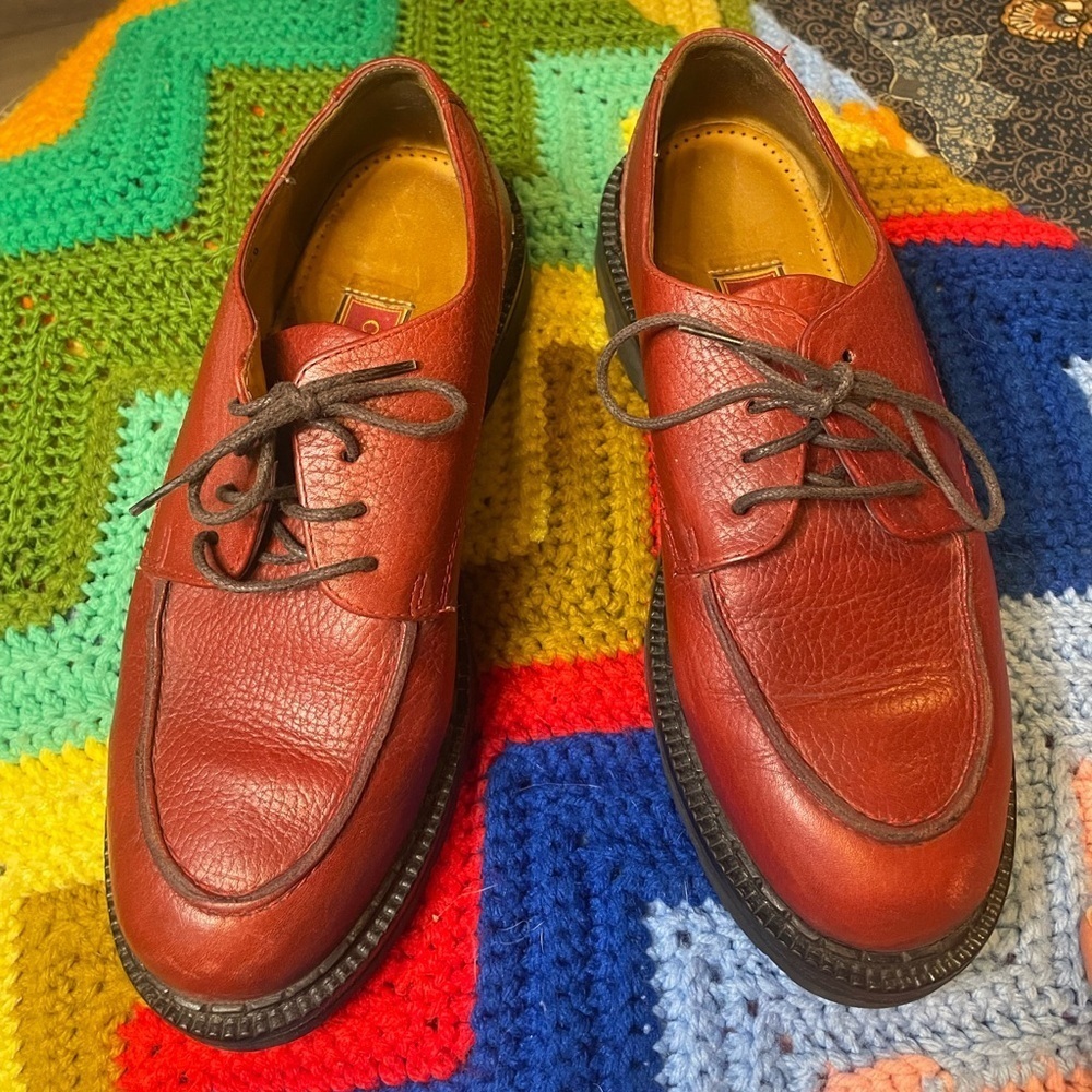 Vintage Cole Haan red creeper loafers Oxford style shoe. Chunky fun style
